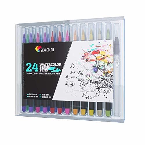 Home 24 Rotuladores Acuarelables y 1 Aqua Brush de Zenacolor - Rotuladores Pincel