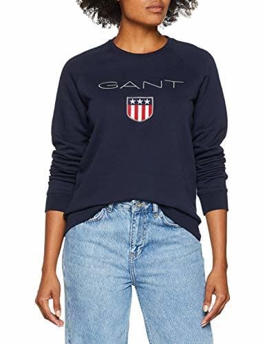 Fashion GANT Shield Logo C-Neck Sweat Sudadera, Azul