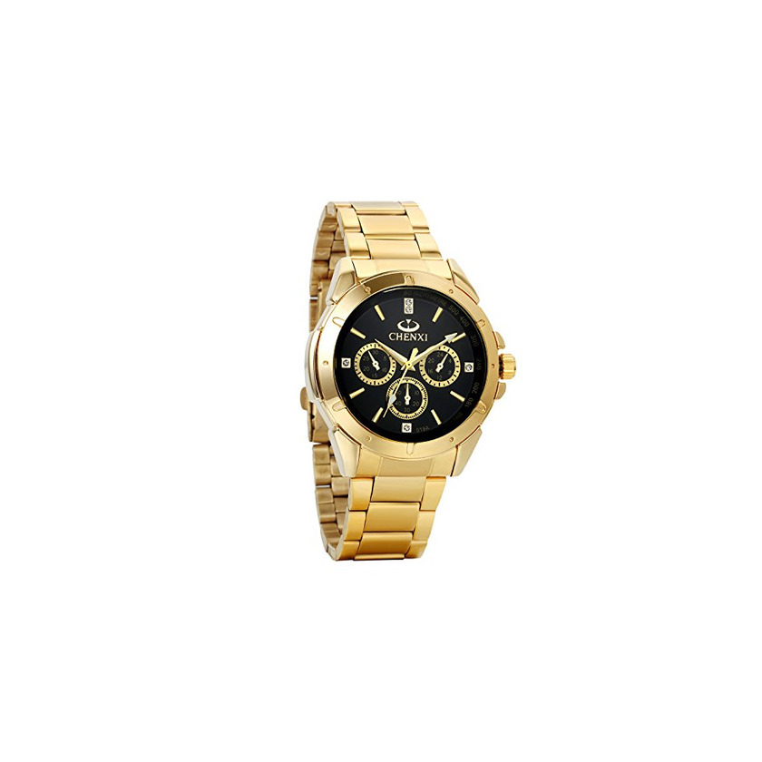 Fashion Avaner Reloj Dorado de Esfera Negra Negro Dial