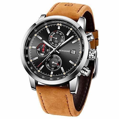 Moda BERSIGAR Reloj cronógrafo para Hombre Movimiento de Cuarzo Fashion Business Sports Watch