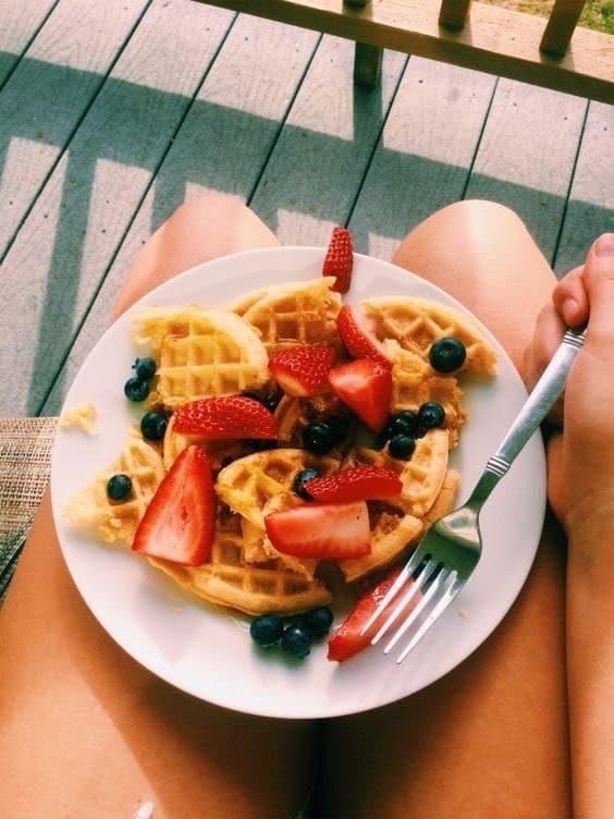 Moda waffles com frutos