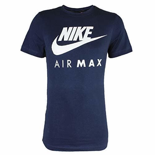 Product Nike Air MAX tee Hombre Camiseta Algodón T-Shirt Deportiva Fitness Azul/Blanco, Tamaño