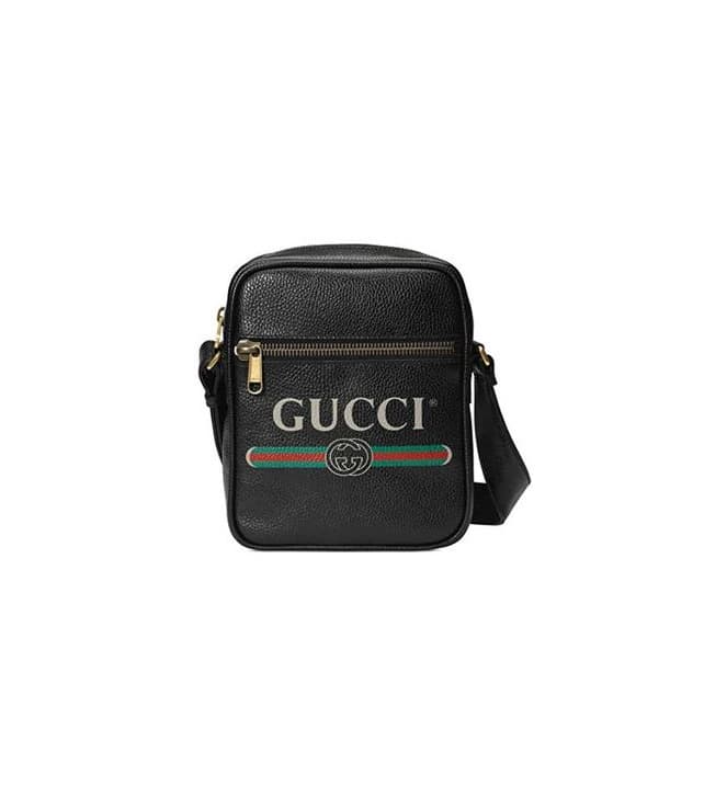 Product Gucci Logo Signature Print Side Messenger Bandolera cruzada de cuero negro Italia