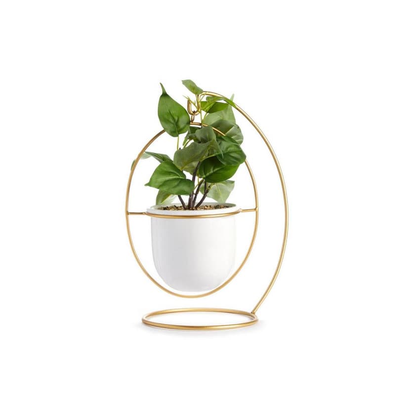 Producto Vaso planta artificial pendurado branco e dourado