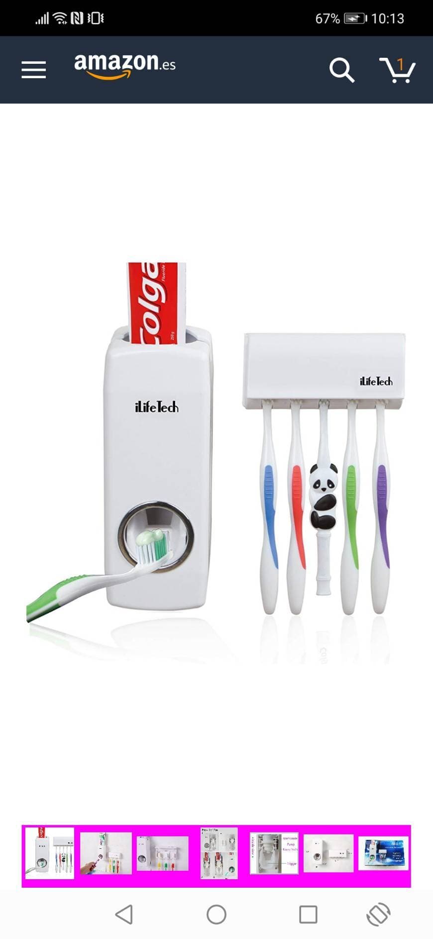 Producto Dispensador de pasta de dentes e suporte de escovas