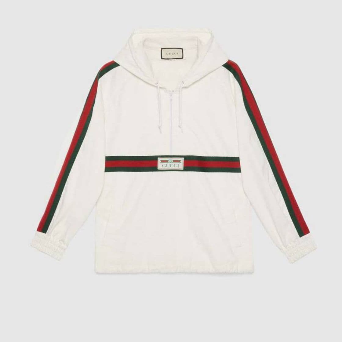 Fashion White Cotton canvas windbreaker with Gucci label | GUCCI® PT