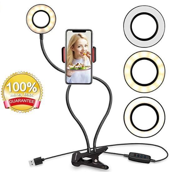 Fashion Selfie Ring light com suporte para telemóvel. 