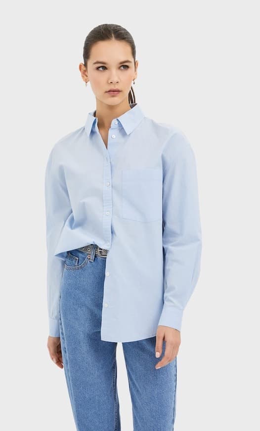 Moda Stradivarius- camisa de popelina oversize 