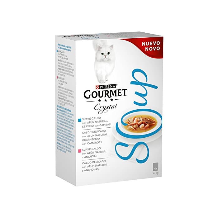 Producto Purina Gourmet Crystal Soup comida para gatos con Atun Natural y Gambas