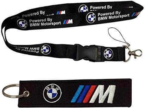 Product BMW Motosport Logo Keychain Key Chain Black Lanyard

