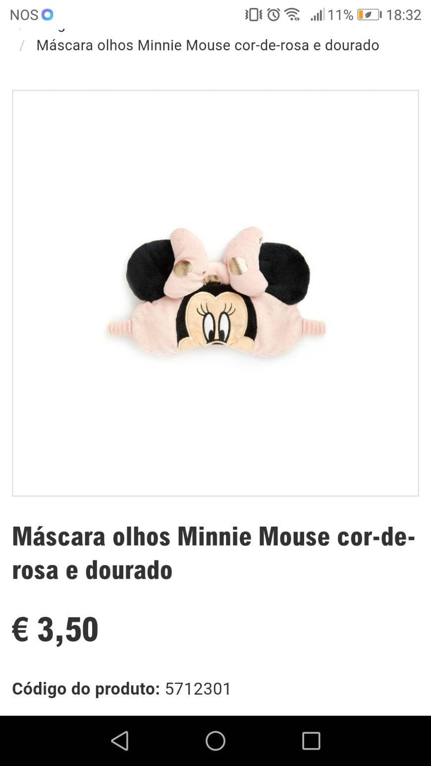 Fashion Máscara olhos Minnie Mouse cor-de-rosa e dourado