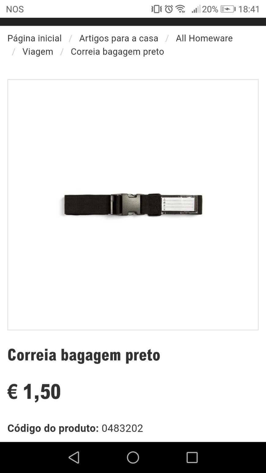 Fashion Correia bagagem preto