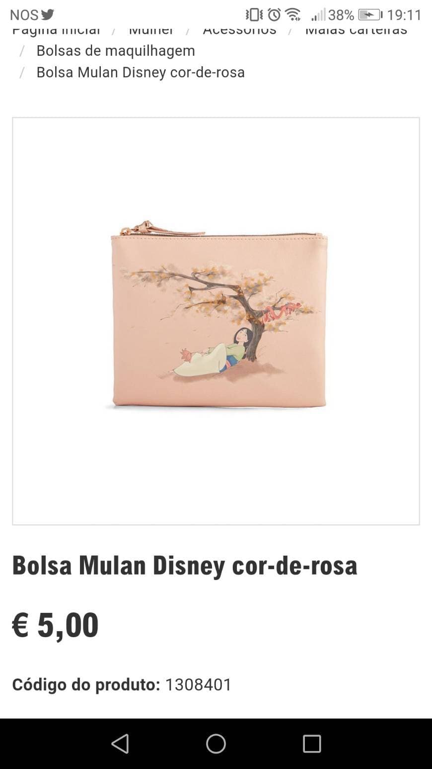 Fashion Bolsa Mulan Disney cor-de-rosa