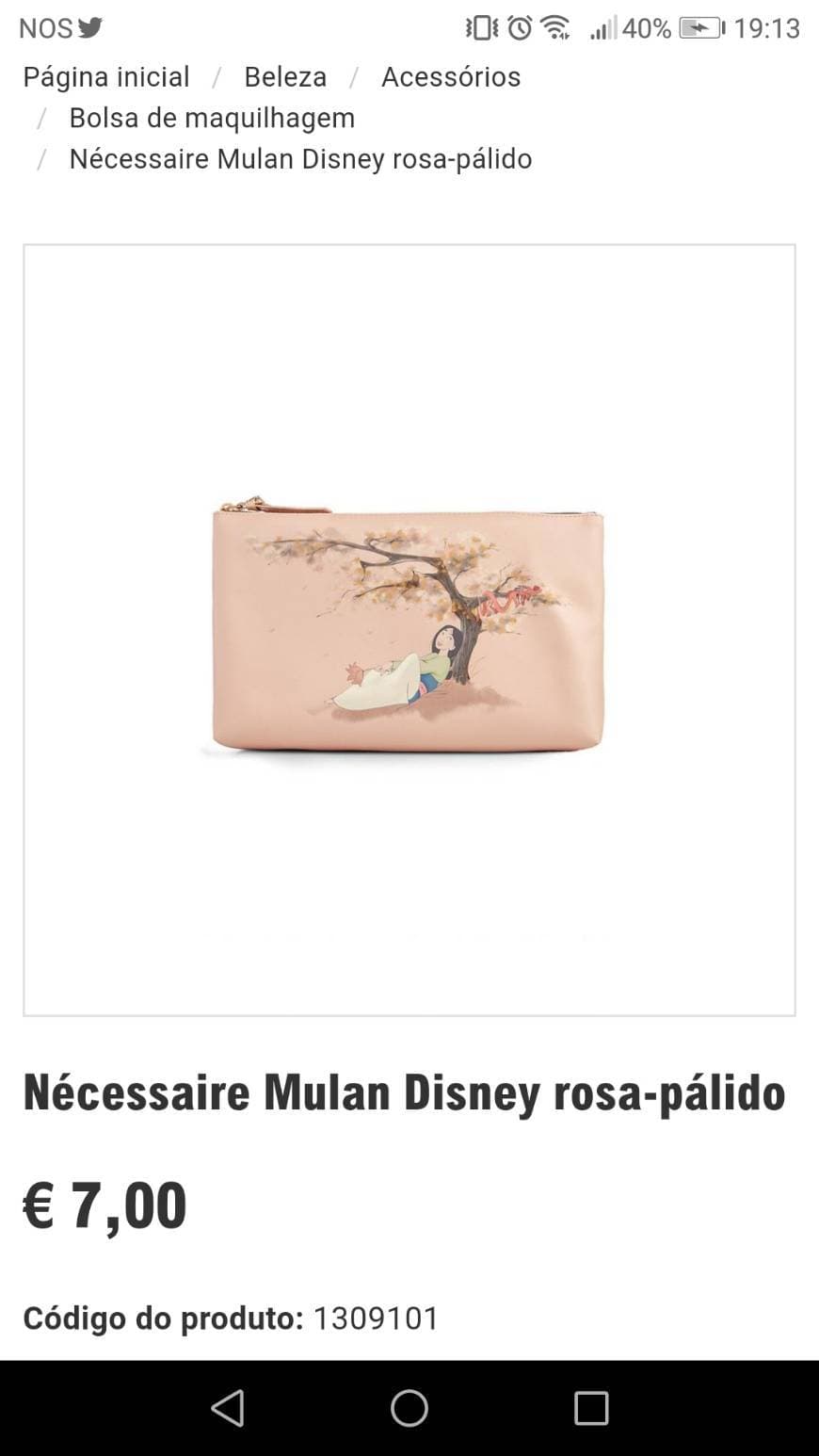 Fashion Nécessaire Mulan Disney rosa pálido