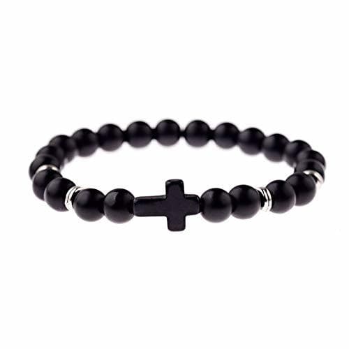 Product GMZPP Charm Beaded Men Bracelet Black Cross Lava Stone Pulseras y brazaletes