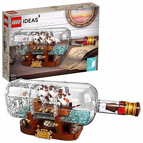 Product LEGO Ideas-Barco en una botella, set de construcción decorativo de velero de