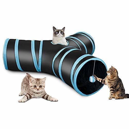 Product CO-Z Túnel Plegable para Gatos de 3 Vías con Bola Juguete para