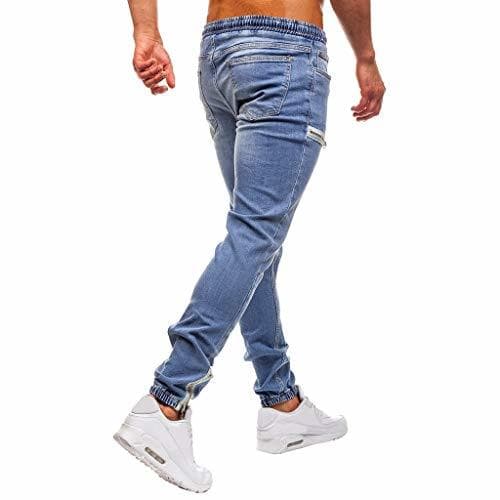 Lugar Subfamily Pantalón Slim Denim de Color Liso para Hombre Cotton Vintage Pantalones