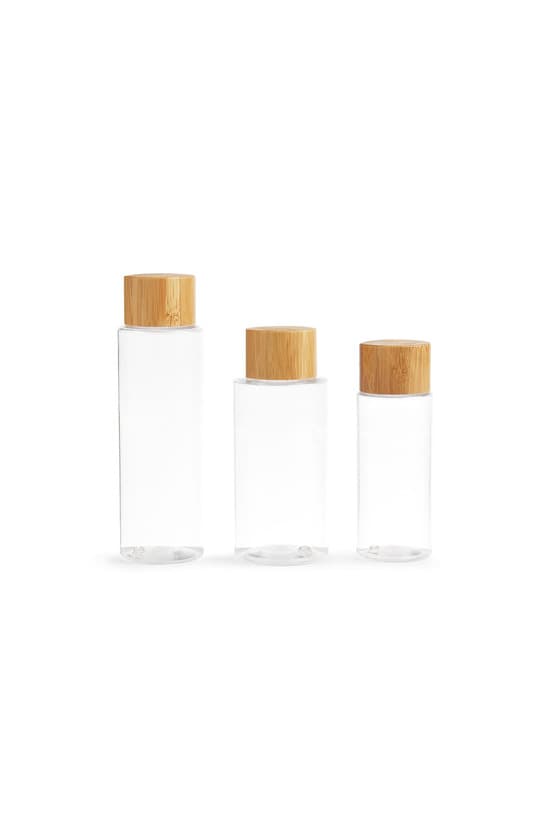 Product Pack 3 frascos viagem tampa bambu transparentes