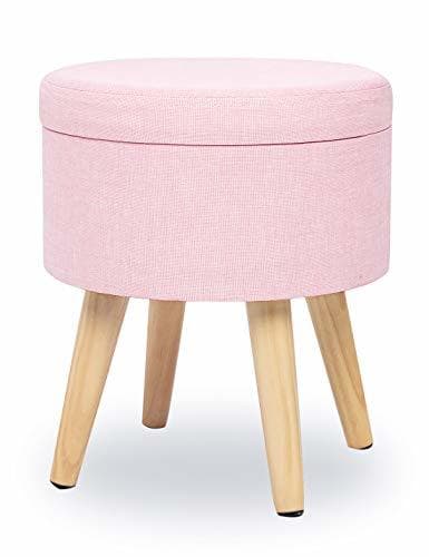 Elemento de la categoría hogar Suhu Redondo Puff Baúl Taburete Asiento Otomana Almacenamiento Elegante Patas de Madera