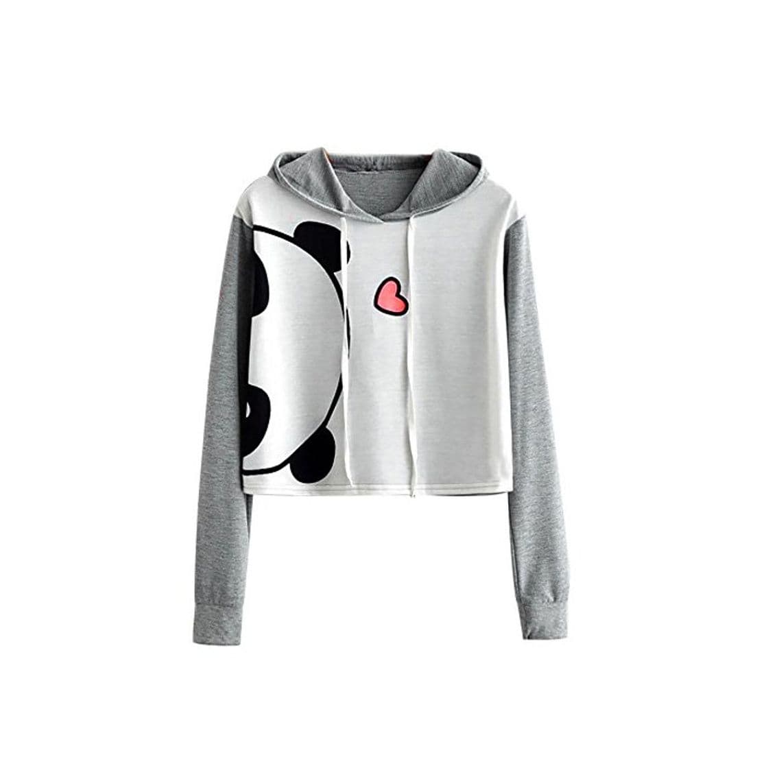 Producto Covermason Mujer Kawaii Encapuchado Suéter, Blanco y Gris Animal Impresión Sudaderas con