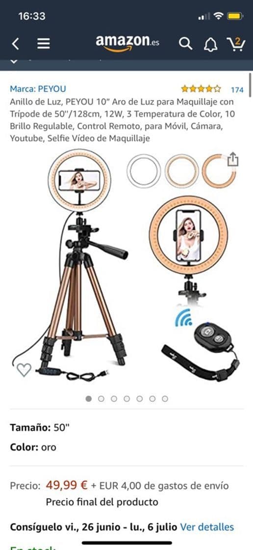 Producto DUS Aro de Luz con Tripode LED Ring Light Anillo Luz para