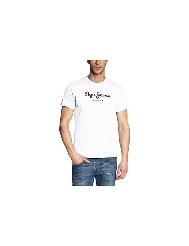 Fashion Pepe Jeans Eggo PM500465 Camiseta, Blanco