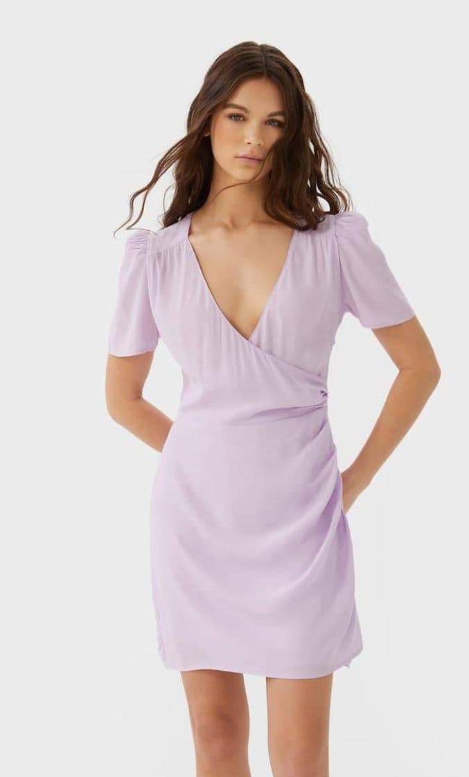 Fashion Vestido lilas curto Stradivarius