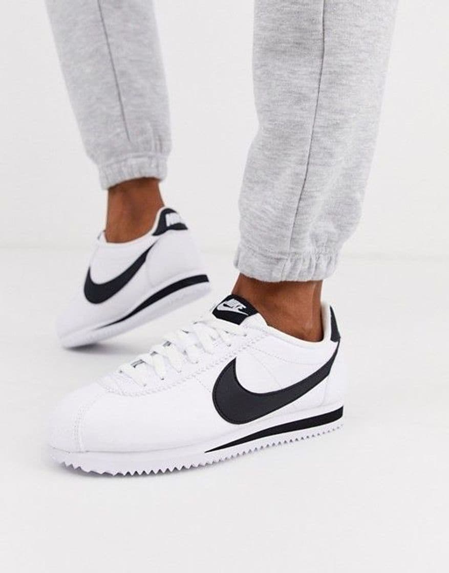 Moda Nike White And Black Classic Cortez Leather Trainers