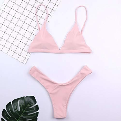 Producto GUOZI Bikini Biquini Biquíni Maiô Bandagem Rosa Rosa Tanga Duas Peças Traje