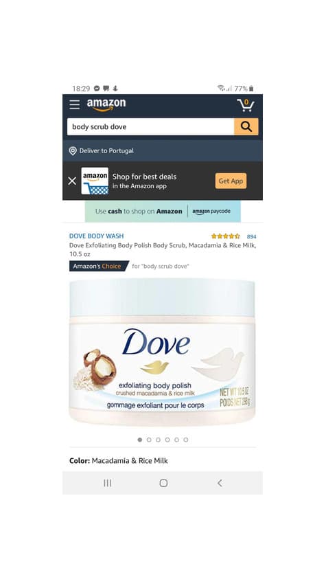 Product Esfoliante Dove