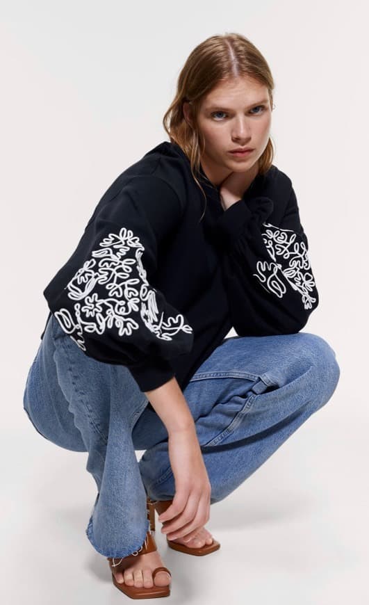 Moda Sweatshirt com manga em contraste