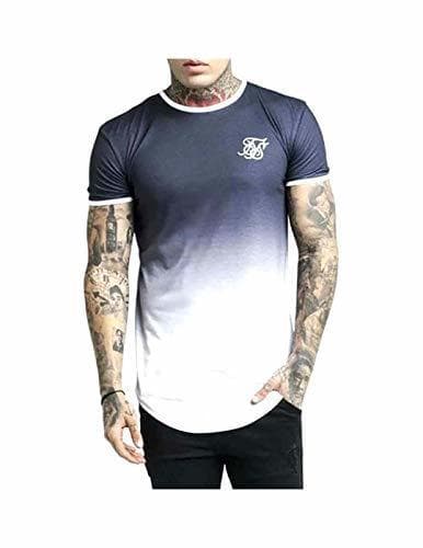 Fashion Sik Silk Hombre Camiseta Ringer Fade Gym