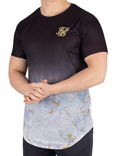 Fashion Sik Silk Hombre Camiseta con Dobladillo Curvo en el bajo de Marbleise