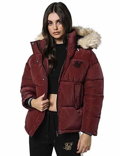 Fashion Sik Silk - Chaqueta Tipo Plumas SSW-1333 SHORTT Puff Parka Jacket Burgundy