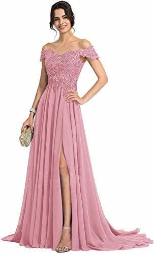 Producto Cloverbridal - Vestido de Noche de Gasa con Perlas