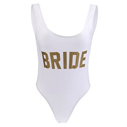 Place D DOLITY 1x Monokini Traje de Baño Playa Mujeres Letras Dorado Impreso