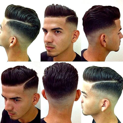 Moda Modern Pomp + Mid Skin Fade + Hard Part