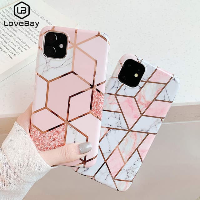 Product Lovebay geométrica textura de mármore para iPhone 11 x etc