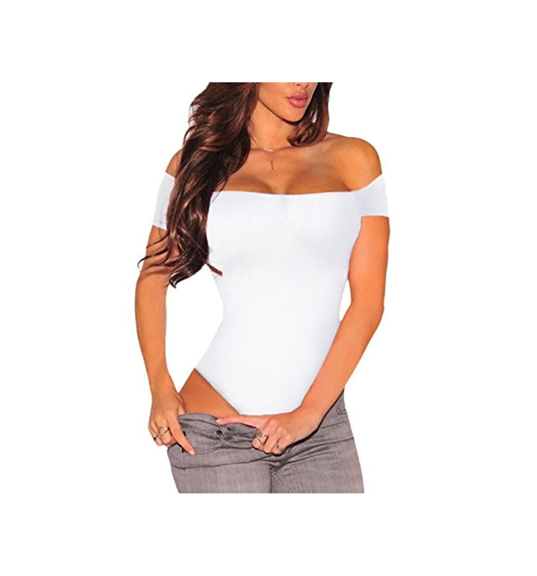 Product SEBOWEL Mujer Sexy Off Shoulder Manga Corta Body Mono Leotardo Camiseta Top