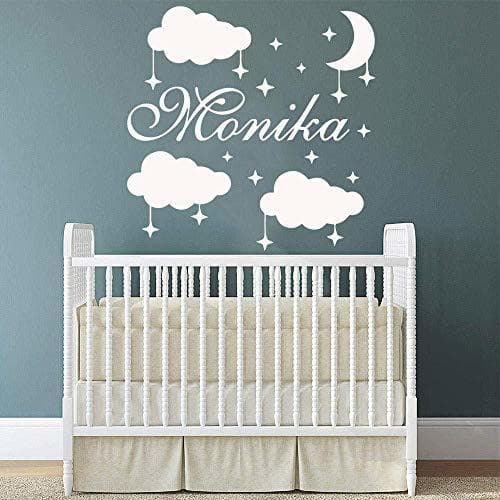 Producto Nombre personalizado Estrellas personalizadas Nubes Vinilo Adhesivos de pared Calcomanías para niños