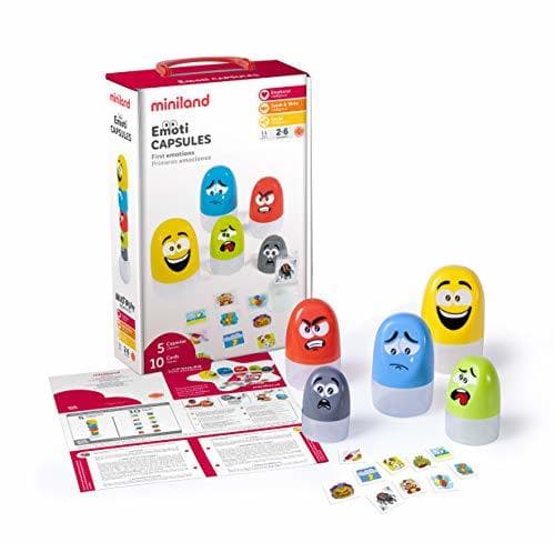 Producto Miniland- Juego de cápsulas con caritas de emociones, Multicolor