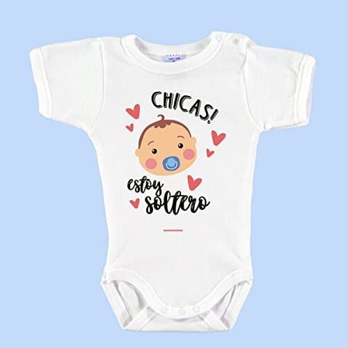 Product Body Bebé Personalizado con Nombre 100% Algodón Orgánico"Chic@s! Estoy Solter@"