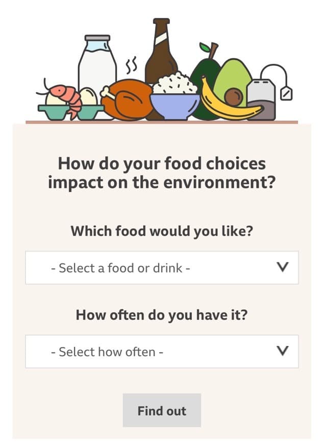 Moda BBC food footprint calculator