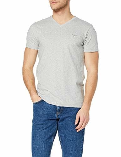 Fashion Gant The Original Slim V-Neck T-Shirt Camiseta, Gris