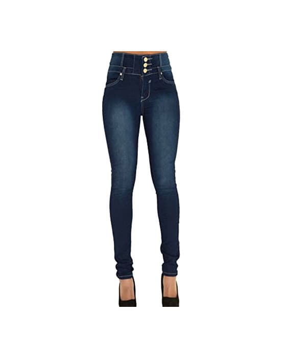 Producto Mujer Pantalones Vaquero Skinny Push Up Pantalones Elástico Jeans Cintura Alta Azul