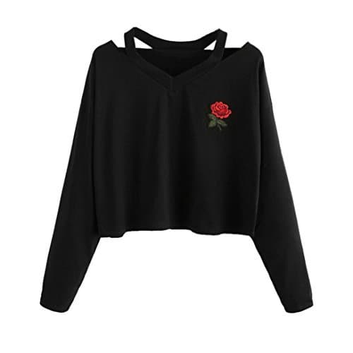 Fashion K-youth Mujer Sudaderas Cortas 2017 Otoño Invierno Ropa Moda Roses Bordado Manga