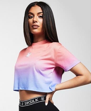 Fashion Sik Silk T-shirt Fade Crop