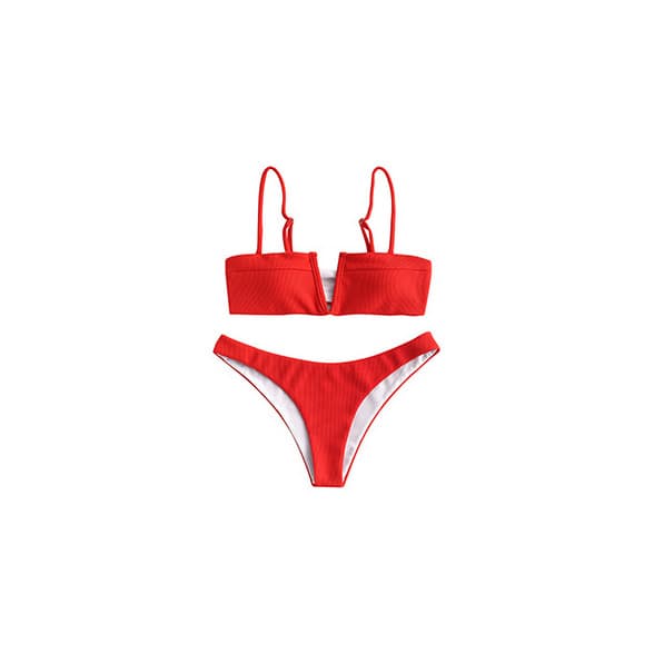 Fashion ZAFUL Set De Bikini con Relleno Lazada en Espalda Escote en V