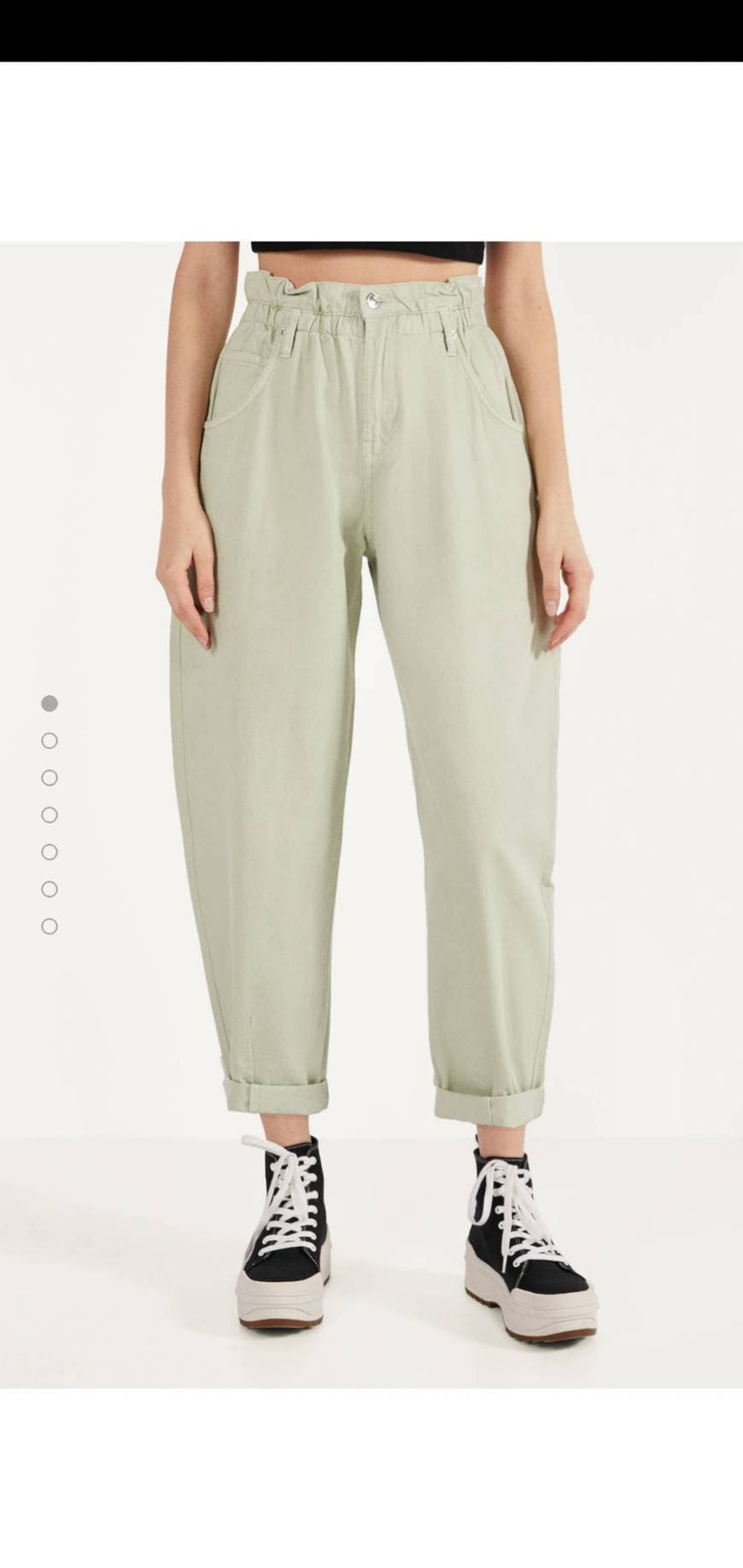 Moda Calças Slouchy- verdes Bershka